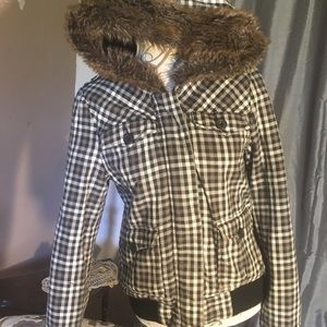 Roxy plaid winter jacket sz l